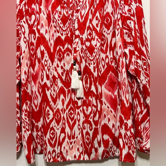 Chicos Boho Ikat Tassel Accent Popover Blouse Womens Size 20-22 - Picture 6 of 14